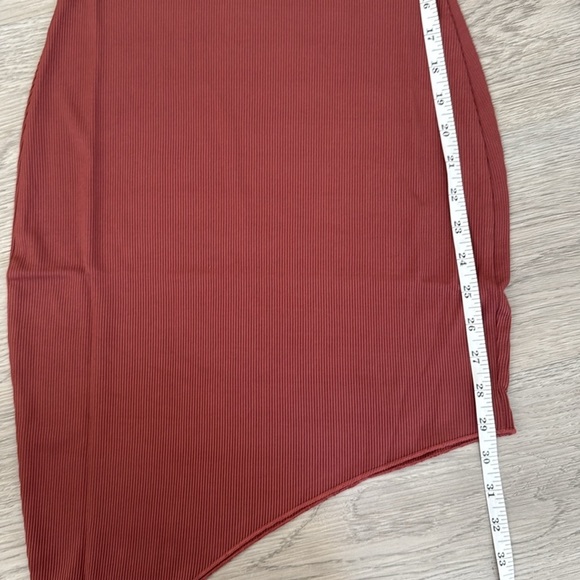 Ribbed Asymmetrical Tank Midi Dress Red Medium - Picture 6 of 7